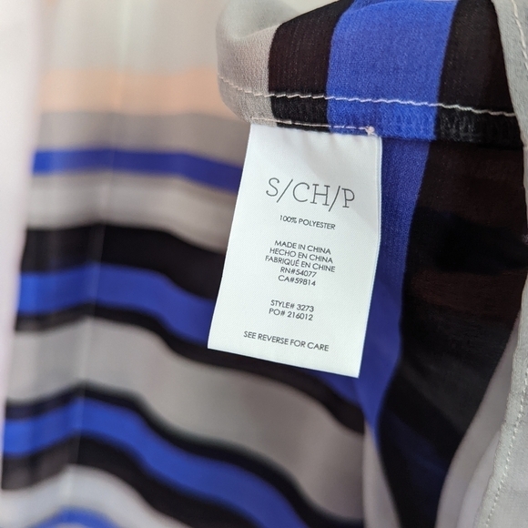 CAbi Tank Blouse Striped Pink Blue Layered 3275 V-Neck Summer - Picture 8 of 10